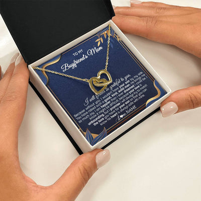 Interlocking Hearts Necklace 18K Yellow Gold Finish | 2 | Personalized To My Boyfriend's Mom Necklace From Daugter Grateful Gifts For Boyfriends Mom Jewelry Birthday Wedding Christmas Customized Gift Box Message Card | siriusteestore