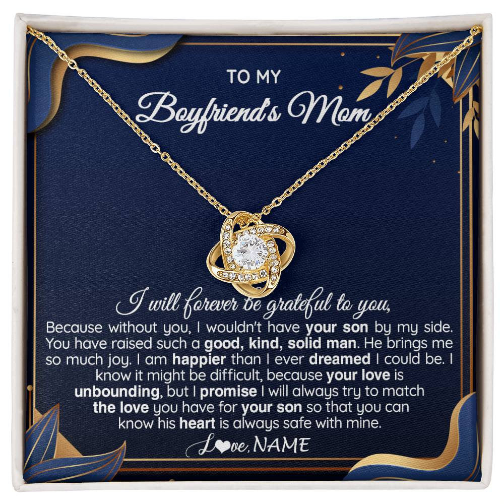 Love Knot Necklace 18K Yellow Gold Finish | 1 | Personalized To My Boyfriend's Mom Necklace From Daugter Grateful Gifts For Boyfriends Mom Jewelry Birthday Wedding Christmas Customized Gift Box Message Card | siriusteestore