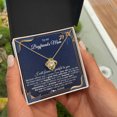 Love Knot Necklace 18K Yellow Gold Finish | 2 | Personalized To My Boyfriend's Mom Necklace From Daugter Grateful Gifts For Boyfriends Mom Jewelry Birthday Wedding Christmas Customized Gift Box Message Card | siriusteestore