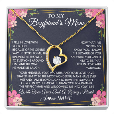 Forever Love Necklace 18K Yellow Gold Finish | 1 | Personalized To My Boyfriend's Mom Necklace Gifts Thank You Welcoming Me Mother In Law Mother Of The Groom Birthday Wedding Customized Gift Box Message Card | siriusteestore
