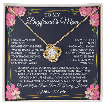 Love Knot Necklace 18K Yellow Gold Finish | 1 | Personalized To My Boyfriend's Mom Necklace Gifts Thank You Welcoming Me Mother In Law Mother Of The Groom Birthday Wedding Customized Gift Box Message Card | siriusteestore