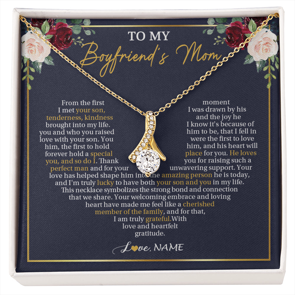 Alluring Beauty Necklace 18K Yellow Gold Finish | 1 | Personalized To My Boyfriend's Mom Necklace Gifts Truly Grateful Mother In Law Mothers Day Birthday Gifts Wedding Presents Customized Gift Box Message Card | siriusteestore