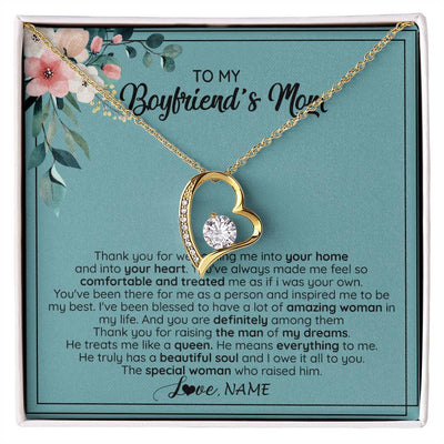 Forever Love Necklace 18K Yellow Gold Finish | 1 | Personalized To My Boyfriend's Mom Necklace Thank You For Creating My Best Friend Jewelry Birthday Anniversary Wedding Day Christmas Customized Message Card | siriusteestore