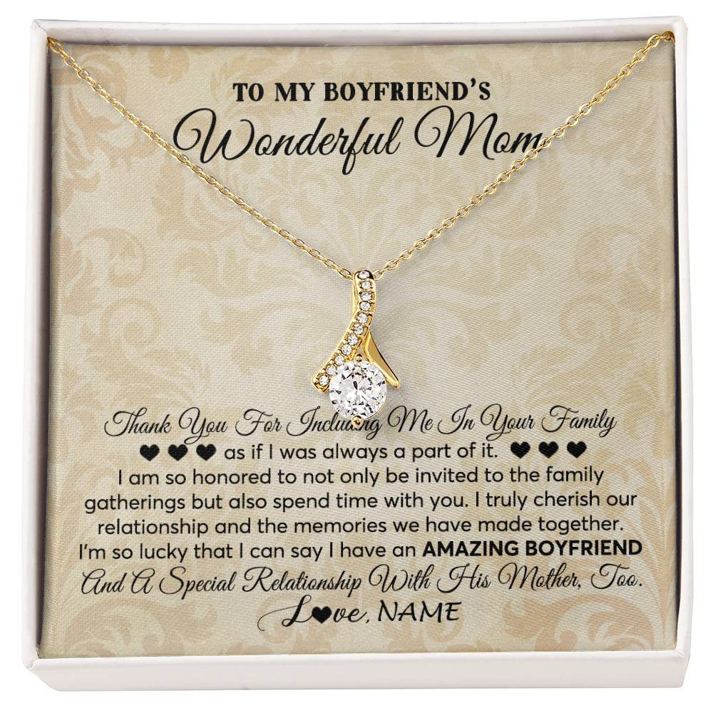 Alluring Beauty Necklace 18K Yellow Gold Finish | 1 | Personalized To My Boyfriend's Mom Necklace Thank You Including Me In Your Family Mother In Law Mothers Day Christmas Jewelry Customized Gift Box Message Card | siriusteestore