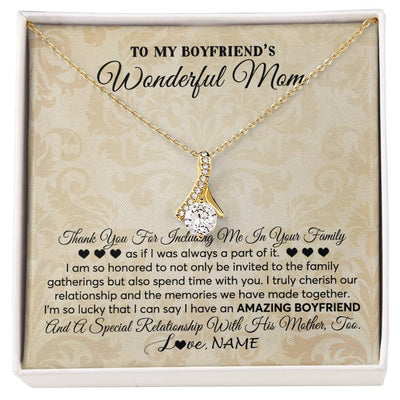 Alluring Beauty Necklace 18K Yellow Gold Finish | 1 | Personalized To My Boyfriend's Mom Necklace Thank You Including Me In Your Family Mother In Law Mothers Day Christmas Jewelry Customized Gift Box Message Card | siriusteestore