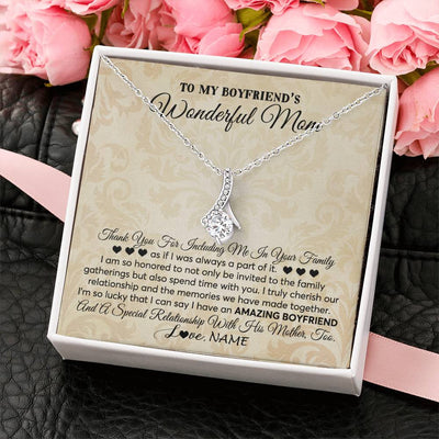 Alluring Beauty Necklace | Personalized To My Boyfriend's Mom Necklace Thank You Including Me In Your Family Mother In Law Mothers Day Christmas Jewelry Customized Gift Box Message Card | siriusteestore