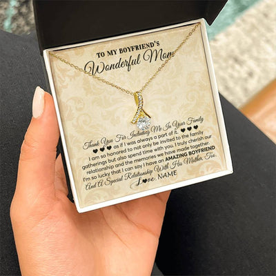 Alluring Beauty Necklace 18K Yellow Gold Finish | 2 | Personalized To My Boyfriend's Mom Necklace Thank You Including Me In Your Family Mother In Law Mothers Day Christmas Jewelry Customized Gift Box Message Card | siriusteestore