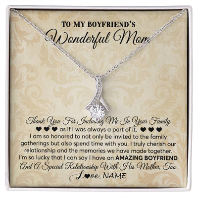 Alluring Beauty Necklace | Personalized To My Boyfriend's Mom Necklace Thank You Including Me In Your Family Mother In Law Mothers Day Christmas Jewelry Customized Gift Box Message Card | siriusteestore