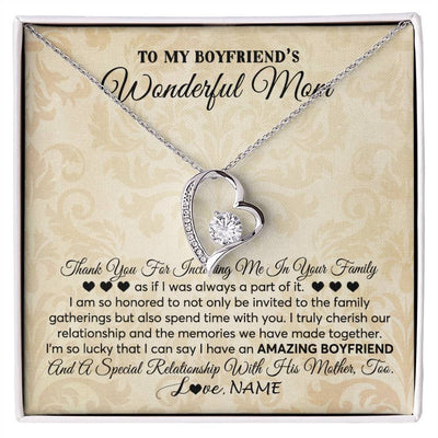 Forever Love Necklace | Personalized To My Boyfriend's Mom Necklace Thank You Including Me In Your Family Mother In Law Mothers Day Christmas Jewelry Customized Gift Box Message Card | siriusteestore