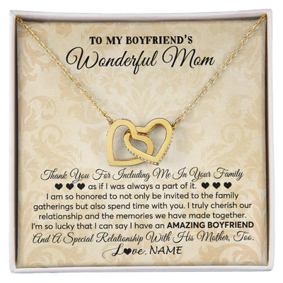 Interlocking Hearts Necklace 18K Yellow Gold Finish | 1 | Personalized To My Boyfriend's Mom Necklace Thank You Including Me In Your Family Mother In Law Mothers Day Christmas Jewelry Customized Gift Box Message Card | siriusteestore
