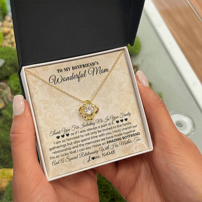 Love Knot Necklace 18K Yellow Gold Finish | 2 | Personalized To My Boyfriend's Mom Necklace Thank You Including Me In Your Family Mother In Law Mothers Day Christmas Jewelry Customized Gift Box Message Card | siriusteestore