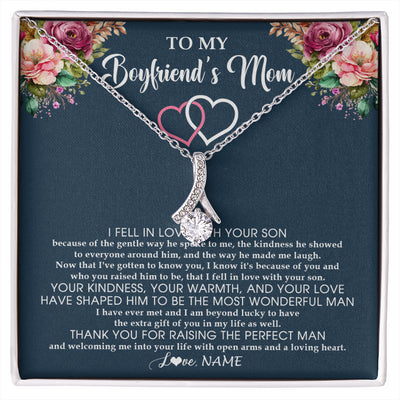 Alluring Beauty Necklace 14K White Gold Finish | 1 | Personalized To My Boyfriend's Mom Necklace Thank You Mother In Law Mother Of The Groom Birthday Wedding Mothers Day Christmas Customized Gift Box Message Card | siriusteestore