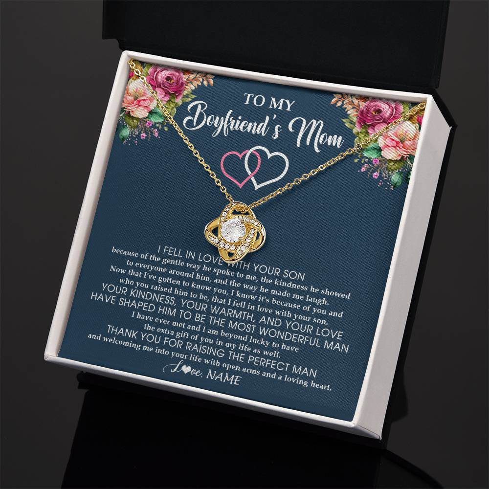 Love Knot Necklace 18K Yellow Gold Finish | 2 | Personalized To My Boyfriend's Mom Necklace Thank You Mother In Law Mother Of The Groom Birthday Wedding Mothers Day Christmas Customized Gift Box Message Card | siriusteestore