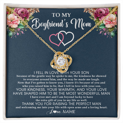 Love Knot Necklace 18K Yellow Gold Finish | 1 | Personalized To My Boyfriend's Mom Necklace Thank You Mother In Law Mother Of The Groom Birthday Wedding Mothers Day Christmas Customized Gift Box Message Card | siriusteestore