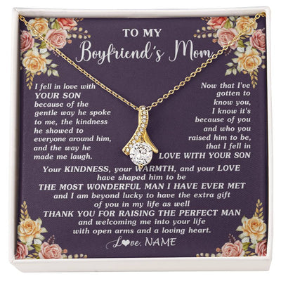 Alluring Beauty Necklace 18K Yellow Gold Finish | 1 | Personalized To My Boyfriend's Mom Necklace Thank You Welcoming Me Future Mother In Law Wedding Day Birthday Christmas Jewelry Pendant Gift Box Message Card | siriusteestore