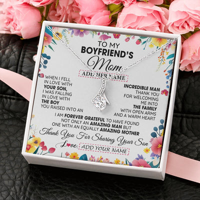 Alluring Beauty Necklace 14K White Gold Finish | 2 | Personalized To My Boyfriends Mom Gifts Necklace Mothers Day Gifts For Boyfriends Mom From Girlfriend Mother In Law Birthday Christmas Gift Box Message Card | siriusteestore.myshopify