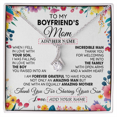 Alluring Beauty Necklace 14K White Gold Finish | 1 | Personalized To My Boyfriends Mom Gifts Necklace Mothers Day Gifts For Boyfriends Mom From Girlfriend Mother In Law Birthday Christmas Gift Box Message Card | siriusteestore.myshopify