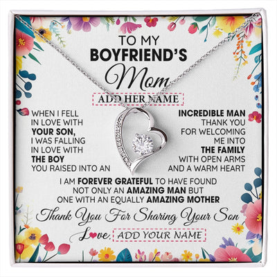 Forever Love Necklace 14K White Gold Finish | 1 | Personalized To My Boyfriends Mom Gifts Necklace Mothers Day Gifts For Boyfriends Mom From Girlfriend Mother In Law Birthday Christmas Gift Box Message Card | siriusteestore.myshopify