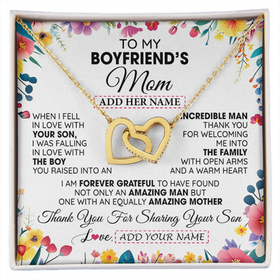 Interlocking Hearts Necklace 18K Yellow Gold Finish | 1 | Personalized To My Boyfriends Mom Gifts Necklace Mothers Day Gifts For Boyfriends Mom From Girlfriend Mother In Law Birthday Christmas Gift Box Message Card | siriusteestore.myshopify