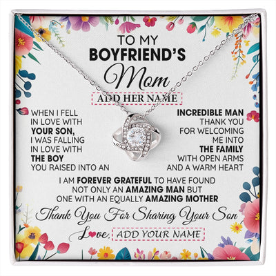 Love Knot Necklace 14K White Gold Finish | 1 | Personalized To My Boyfriends Mom Gifts Necklace Mothers Day Gifts For Boyfriends Mom From Girlfriend Mother In Law Birthday Christmas Gift Box Message Card | siriusteestore.myshopify