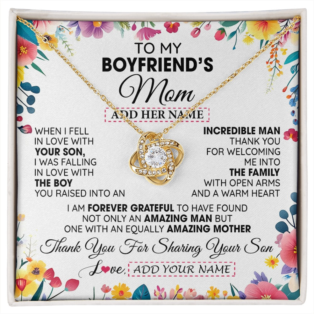 Love Knot Necklace 18K Yellow Gold Finish | 1 | Personalized To My Boyfriends Mom Gifts Necklace Mothers Day Gifts For Boyfriends Mom From Girlfriend Mother In Law Birthday Christmas Gift Box Message Card | siriusteestore.myshopify