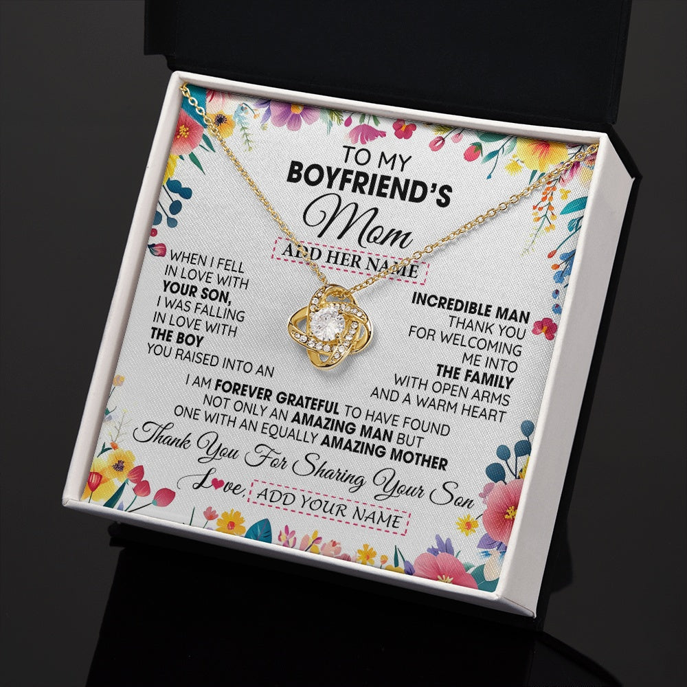 Love Knot Necklace 18K Yellow Gold Finish | 2 | Personalized To My Boyfriends Mom Gifts Necklace Mothers Day Gifts For Boyfriends Mom From Girlfriend Mother In Law Birthday Christmas Gift Box Message Card | siriusteestore.myshopify