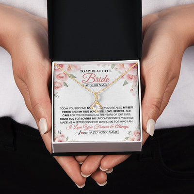 Alluring Beauty Necklace 18K Yellow Gold Finish | 2 | Personalized To My Bride Necklace Gift From Groom Wedding Day My True Love Romantic Groom To Bride Jewelry Gifts Meaningful Custom Gift Box Message Card | https://siriusteestore.