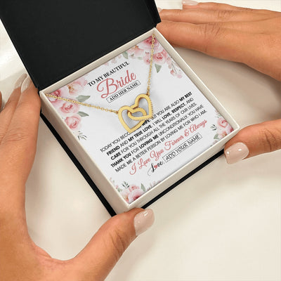 Interlocking Hearts Necklace 18K Yellow Gold Finish | 2 | Personalized To My Bride Necklace Gift From Groom Wedding Day My True Love Romantic Groom To Bride Jewelry Gifts Meaningful Custom Gift Box Message Card | https://siriusteestore.