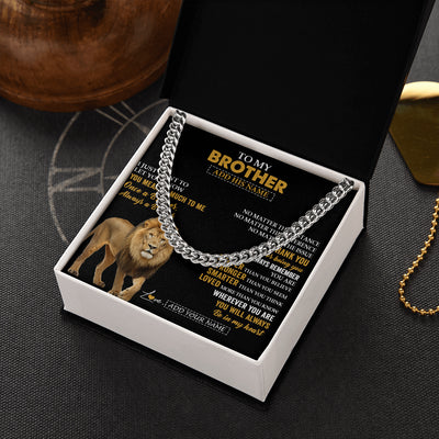 Cuban Link Chain Necklace Stainless Steel | 2 | Personalized To My Brother Necklace From Sister Lion Always A Brother For Men Big Brother Birthday Graduation Christmas Customized Gift Box Message Card | siriusteestore