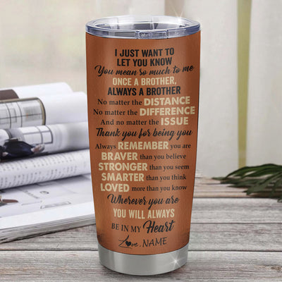 Personalized To My Brother Tumbler From Sister Stainless Steel Cup You Always In My Heart Lion Brother Birthday Graduation Christmas Custom Gift Travel Mug | siriusteestore