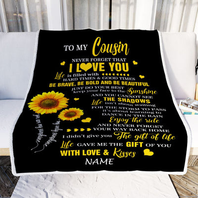 Personalized To My Cousin Blanket From Family Sunflower Never Forget I Love You Cousin Birthday Celebrating Graduation Gift Christmas Fleece Blanket | siriusteestore