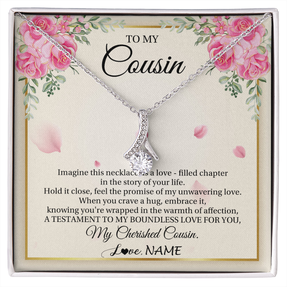 Alluring Beauty Necklace 14K White Gold Finish | 1 | Personalized To My Cousin From Family Imagine This Necklace As A Love Cousin Birthday Gifts Jewelry Graduation Christmas Customized Gift Box Message Card | siriusteestore