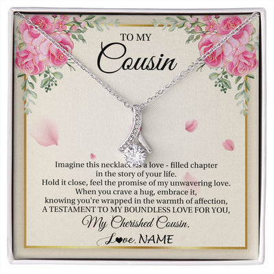Alluring Beauty Necklace 14K White Gold Finish | 1 | Personalized To My Cousin From Family Imagine This Necklace As A Love Cousin Birthday Gifts Jewelry Graduation Christmas Customized Gift Box Message Card | siriusteestore