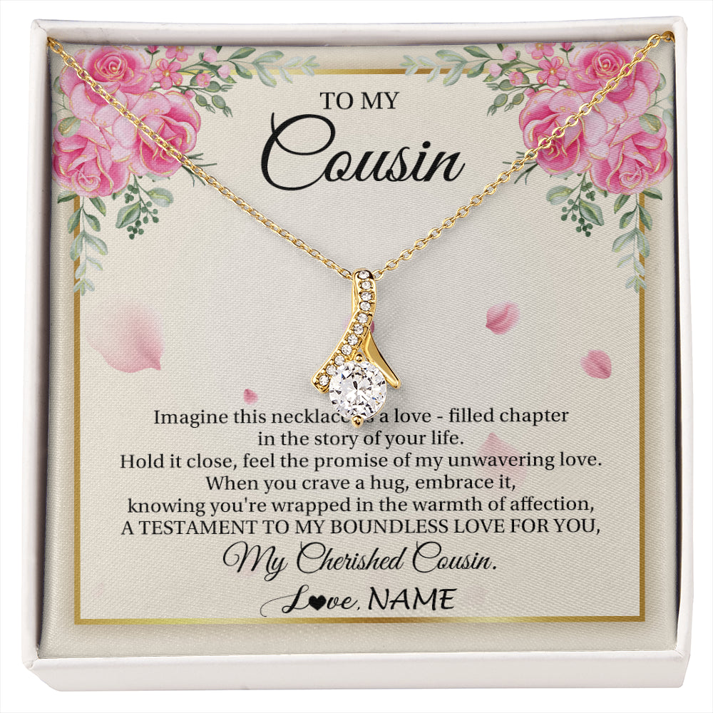 Alluring Beauty Necklace 18K Yellow Gold Finish | 1 | Personalized To My Cousin From Family Imagine This Necklace As A Love Cousin Birthday Gifts Jewelry Graduation Christmas Customized Gift Box Message Card | siriusteestore