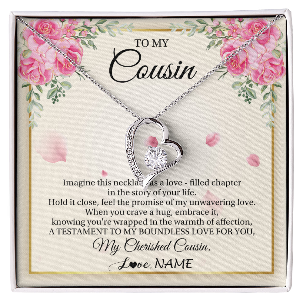 Forever Love Necklace 14K White Gold Finish | 1 | Personalized To My Cousin From Family Imagine This Necklace As A Love Cousin Birthday Gifts Jewelry Graduation Christmas Customized Gift Box Message Card | siriusteestore