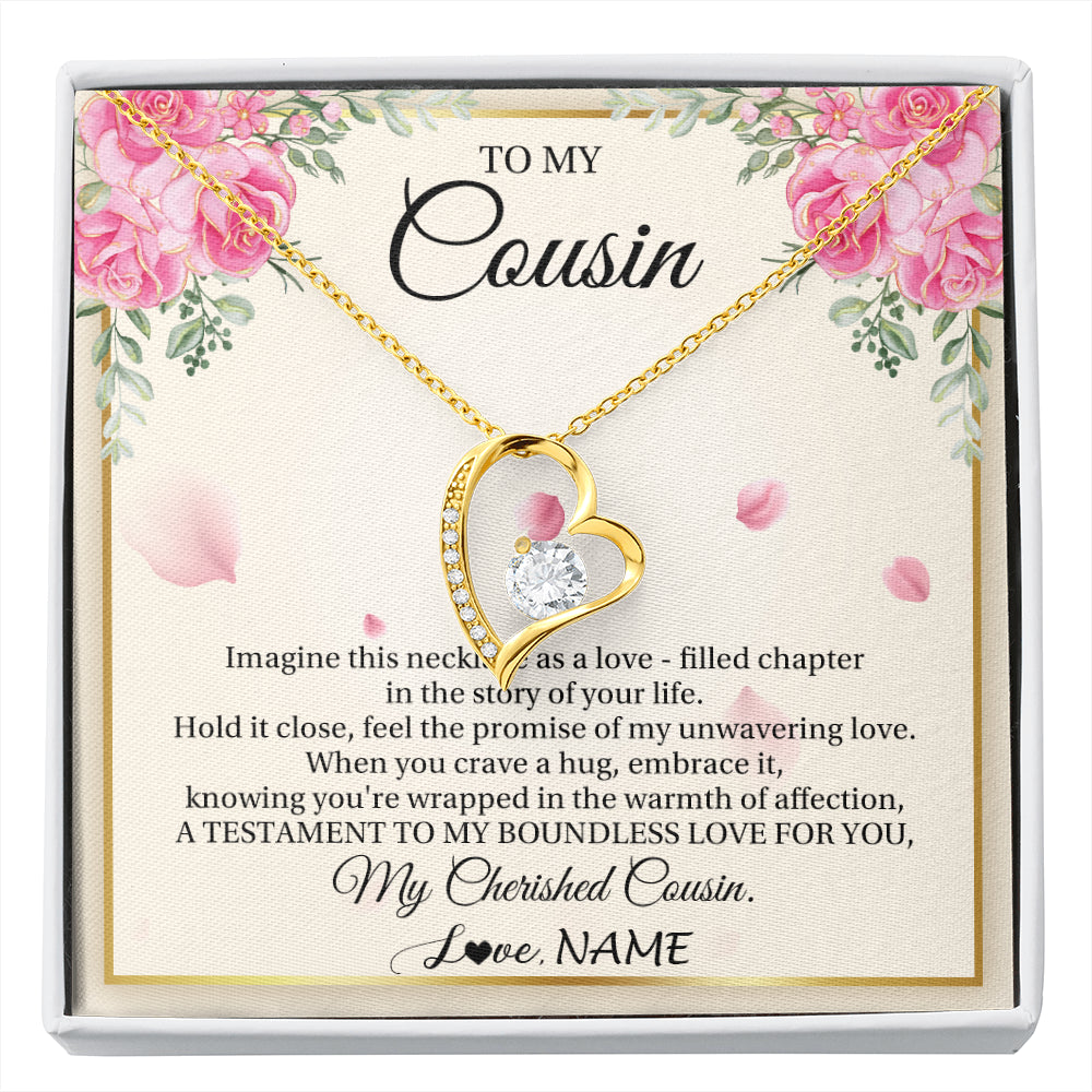 Forever Love Necklace 18K Yellow Gold Finish | 1 | Personalized To My Cousin From Family Imagine This Necklace As A Love Cousin Birthday Gifts Jewelry Graduation Christmas Customized Gift Box Message Card | siriusteestore