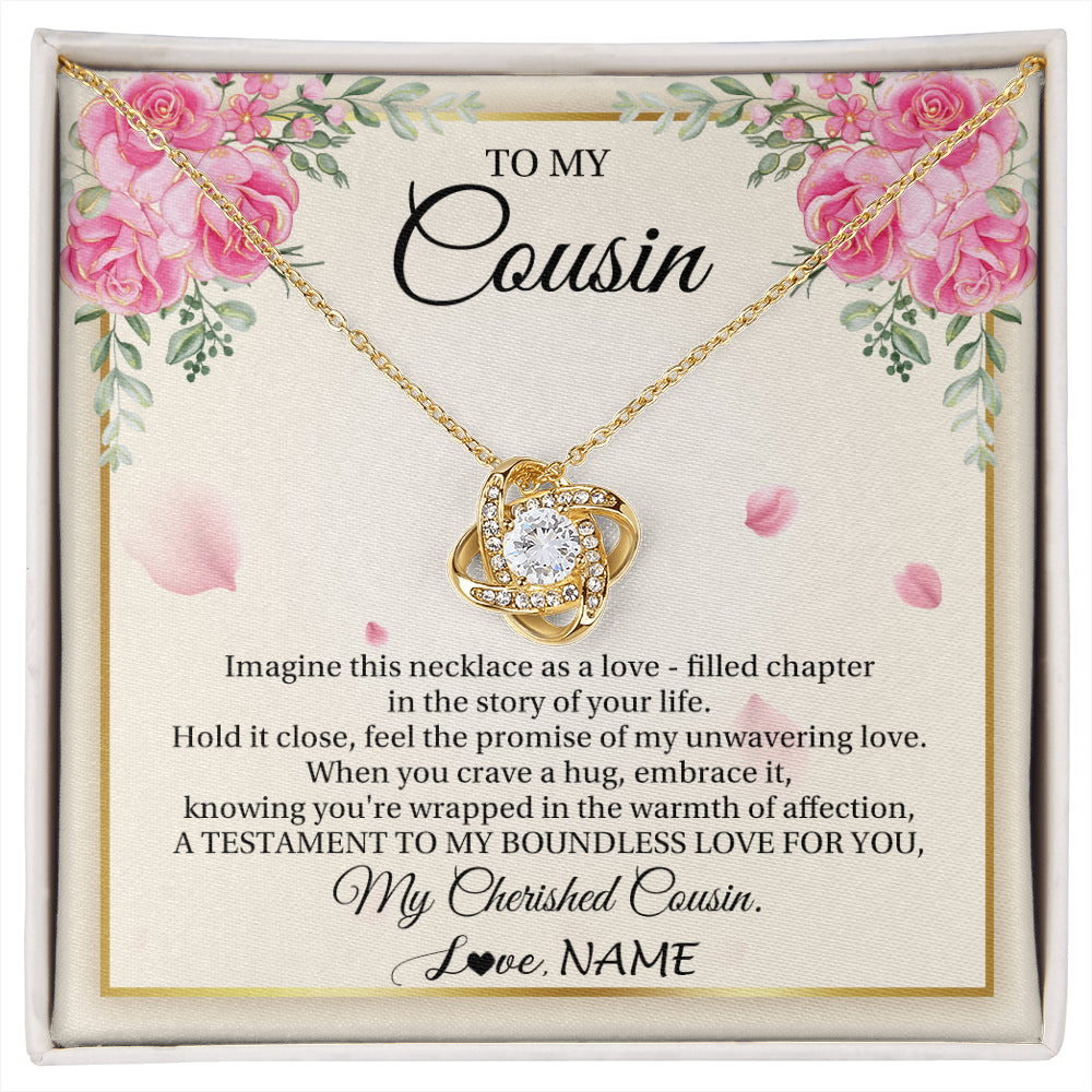Love Knot Necklace 18K Yellow Gold Finish | 1 | Personalized To My Cousin From Family Imagine This Necklace As A Love Cousin Birthday Gifts Jewelry Graduation Christmas Customized Gift Box Message Card | siriusteestore
