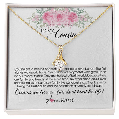 Alluring Beauty Necklace 18K Yellow Gold Finish | Personalized To My Cousin Necklace Cousins Are Forever Friends At Heart For Life Jewelry Birthday Graduation Christmas Customized Gift Box Message Card | siriusteestore