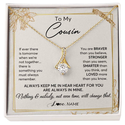 Alluring Beauty Necklace 18K Yellow Gold Finish | 1 | Personalized To My Cousin Necklace From Family Always Keep Me In Your Heart Cousin Birthday Graduation Christmas Customized Gift Box Message Card | siriusteestore