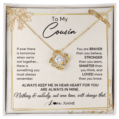 Love Knot Necklace 18K Yellow Gold Finish | 1 | Personalized To My Cousin Necklace From Family Always Keep Me In Your Heart Cousin Birthday Graduation Christmas Customized Gift Box Message Card | siriusteestore