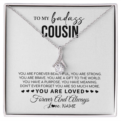 Alluring Beauty Necklace | Personalized To My Cousin Necklace From Family You Are Forever Beautiful Cousin Birthday Graduation Christmas Customized Gift Box Message Card | siriusteestore