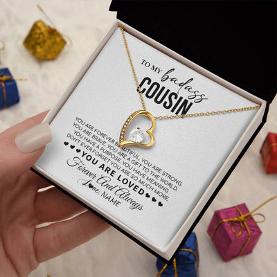 Forever Love Necklace 18K Yellow Gold Finish | 2 | Personalized To My Cousin Necklace From Family You Are Forever Beautiful Cousin Birthday Graduation Christmas Customized Gift Box Message Card | siriusteestore