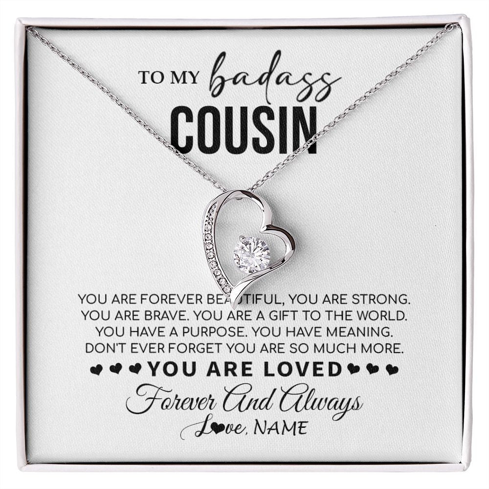 Forever Love Necklace | Personalized To My Cousin Necklace From Family You Are Forever Beautiful Cousin Birthday Graduation Christmas Customized Gift Box Message Card | siriusteestore