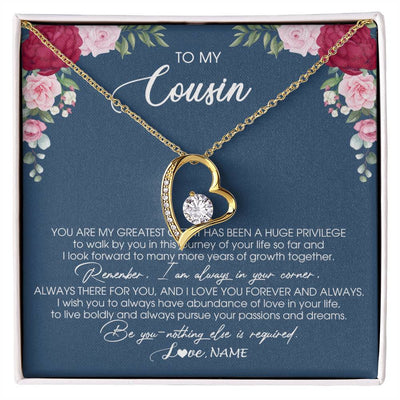 Forever Love Necklace 18K Yellow Gold Finish | Personalized To My Cousin Necklace From Family You Are My Greatest Gift Cousin Birthday Christmas Customized Jewelry Gift Box Message Card | siriusteestore