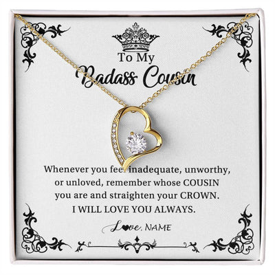 Forever Love Necklace 18K Yellow Gold Finish | Personalized To My Cousin Necklace I Will Love You Always Cousin Pendant Jewelry Birthday Graduation Christmas Customized Message Card | siriusteestore