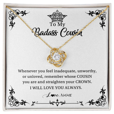 Love Knot Necklace 18K Yellow Gold Finish | Personalized To My Cousin Necklace I Will Love You Always Cousin Pendant Jewelry Birthday Graduation Christmas Customized Message Card | siriusteestore