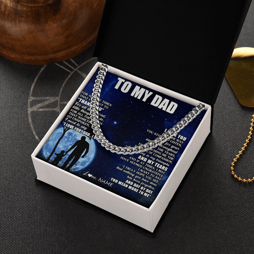 Cuban Link Chain Necklace Stainless Steel | 2 | Personalized To My Dad Necklace From Daughter Son Thank You Grateful Love Dad Birthday Fathers Day Thanksgiving Christmas Customized Gift Box Message Card | siriusteestore