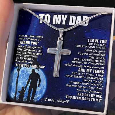 Stainless Cross Necklace Stainless Steel | 2 | Personalized To My Dad Necklace From Daughter Son Thank You Grateful Love Dad Birthday Fathers Day Thanksgiving Christmas Customized Gift Box Message Card | siriusteestore