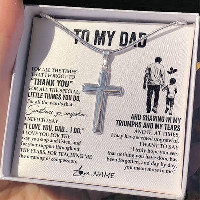 Stainless Cross Necklace Stainless Steel | 2 | Personalized To My Dad Necklace From Son For All The Times That I Forgot To Thank You Dad Birthday Fathers Day Christmas Customized Gift Box Message Card | siriusteestore