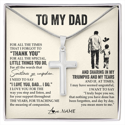 Stainless Cross Necklace Stainless Steel | 1 | Personalized To My Dad Necklace From Son For All The Times That I Forgot To Thank You Dad Birthday Fathers Day Christmas Customized Gift Box Message Card | siriusteestore